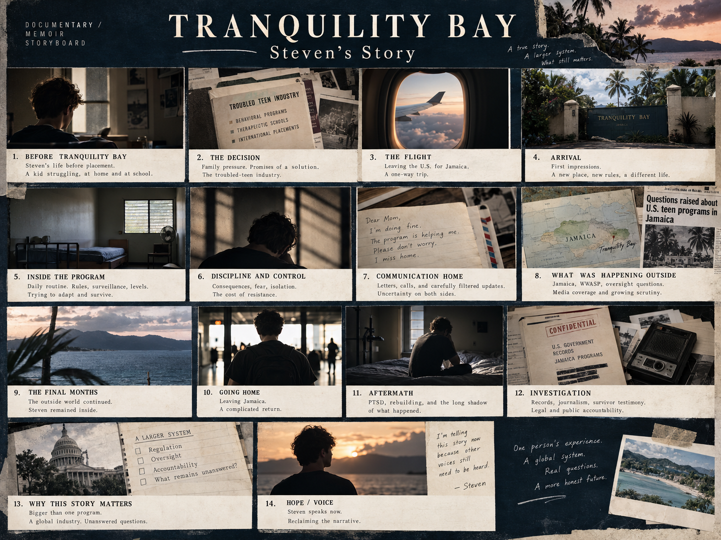 Earlier generated documentary and memoir storyboard, presented as a creative concept only