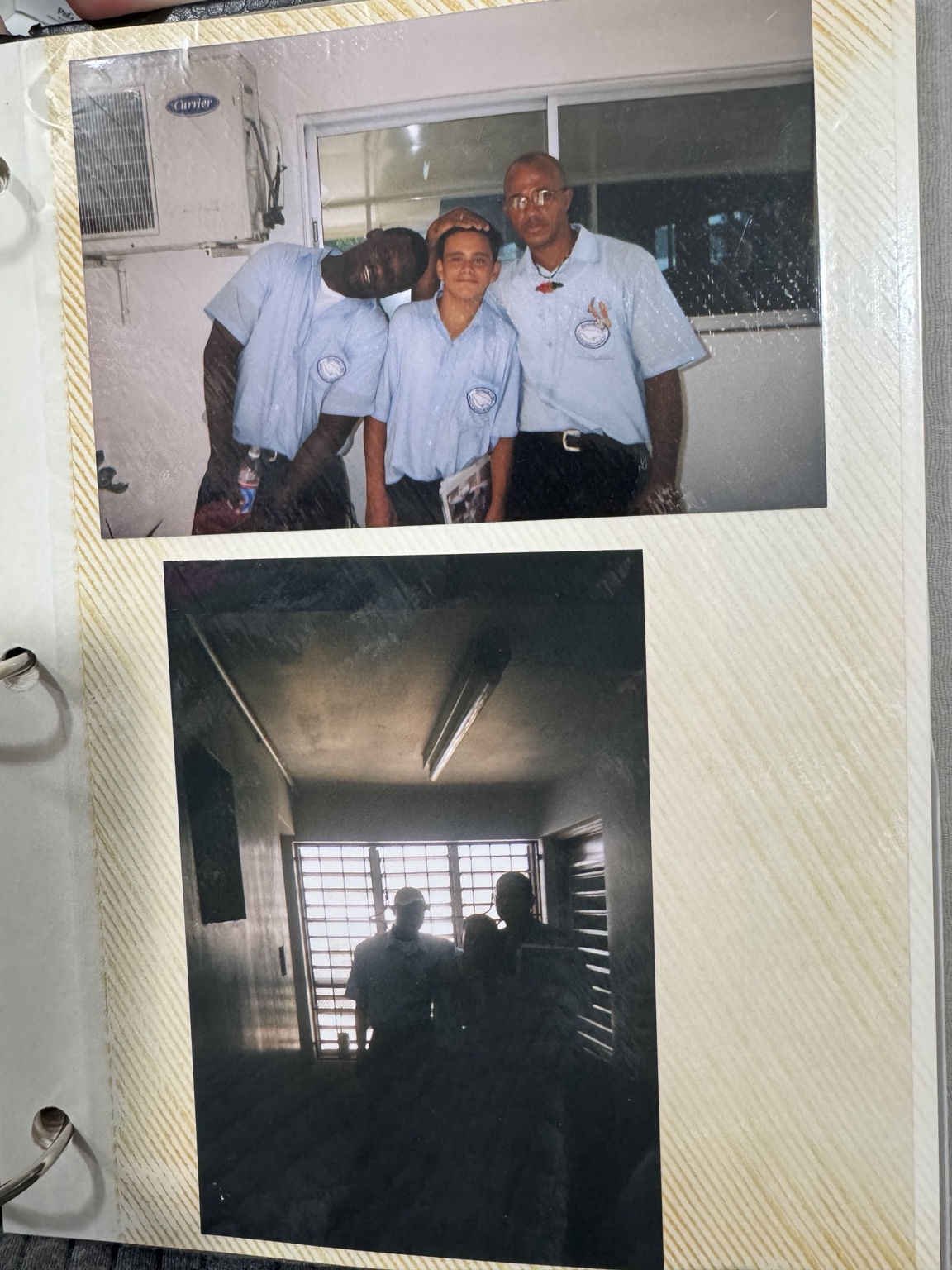Two printed photographs on an original album page. Names and dates have not been assigned.